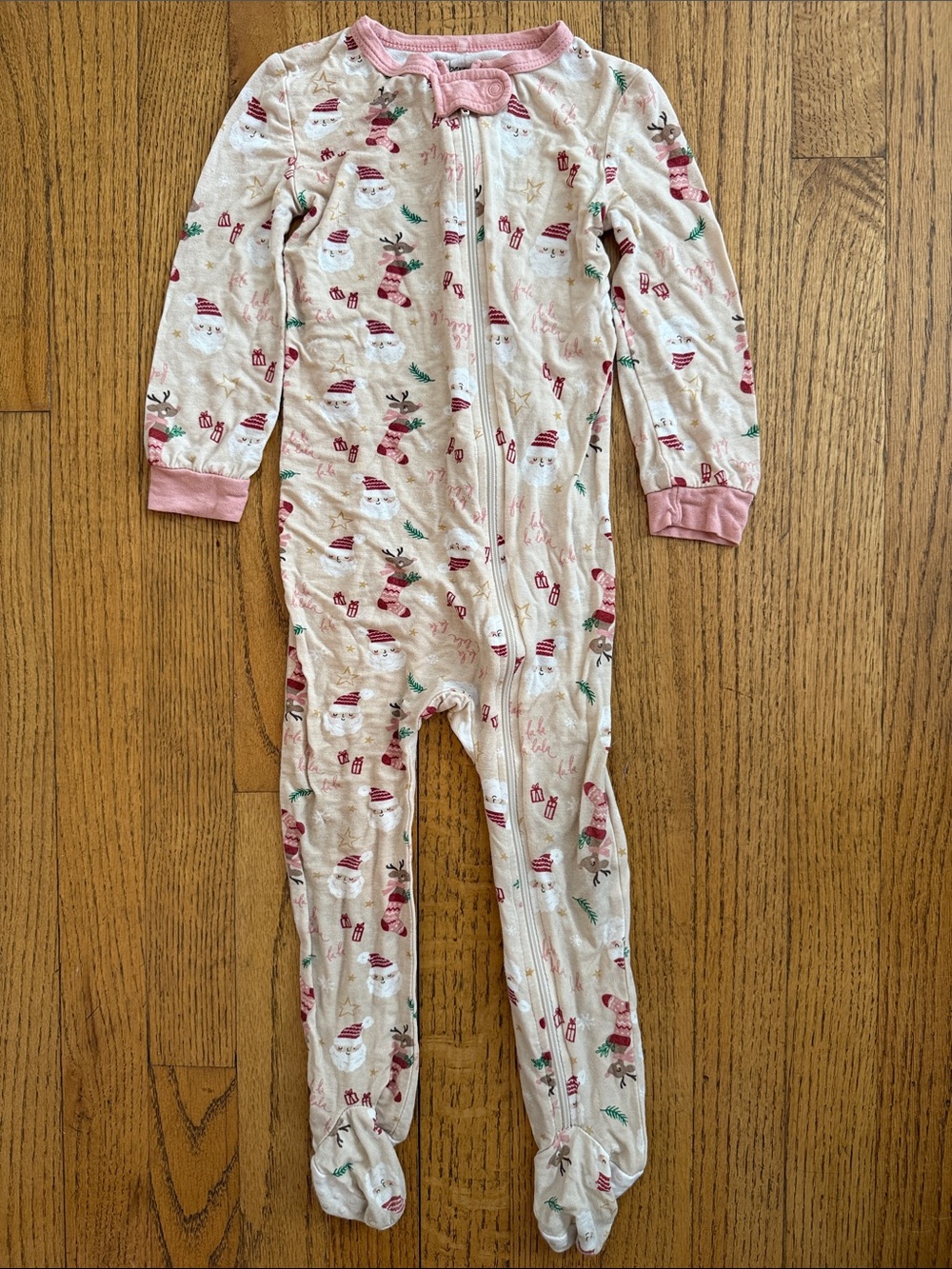 Milkberry Christmas Holiday Print Footie Bamboo Pajama 24 months EUC